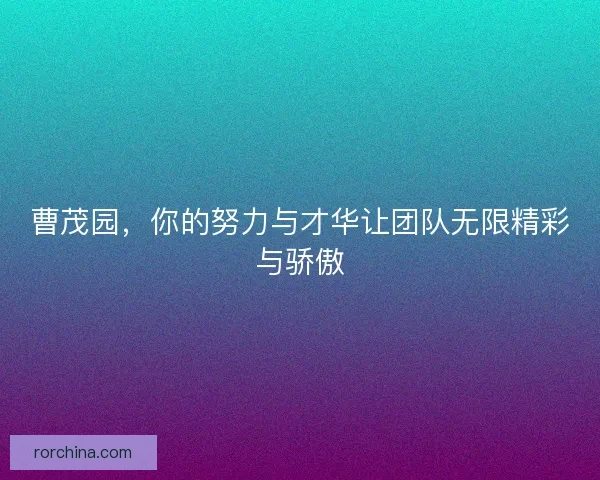 曹茂园，你的努力与才华让团队无限精彩与骄傲